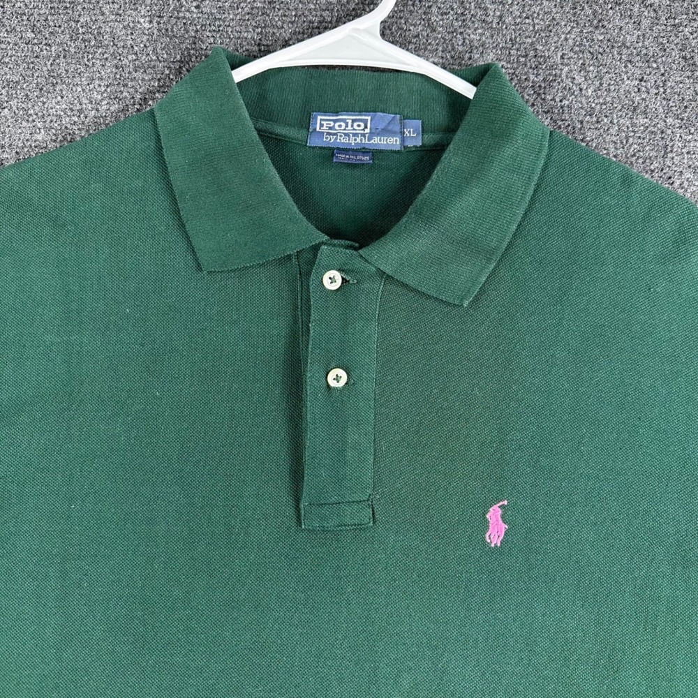 Polo Ralph Lauren Polo Shirt Mens XL Extra Large Green Pink Pony Logo Cotton - Picture 4 of 12
